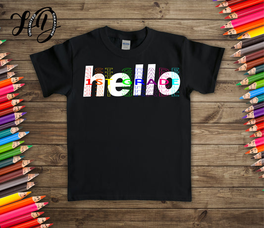 Hello 1st Grade Multicolor Layered